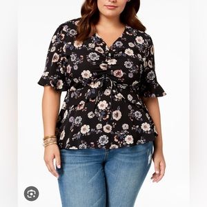 Monteau Floral-Print Ruffled Blouse size 3X